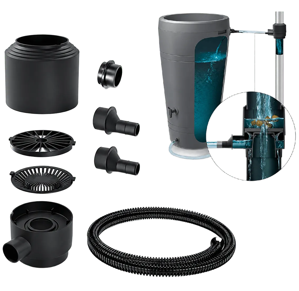 Універсальний комплект збору дощової води Gutter Filter Set IFILWS з фільтром Ø75–120 мм Prosperplast