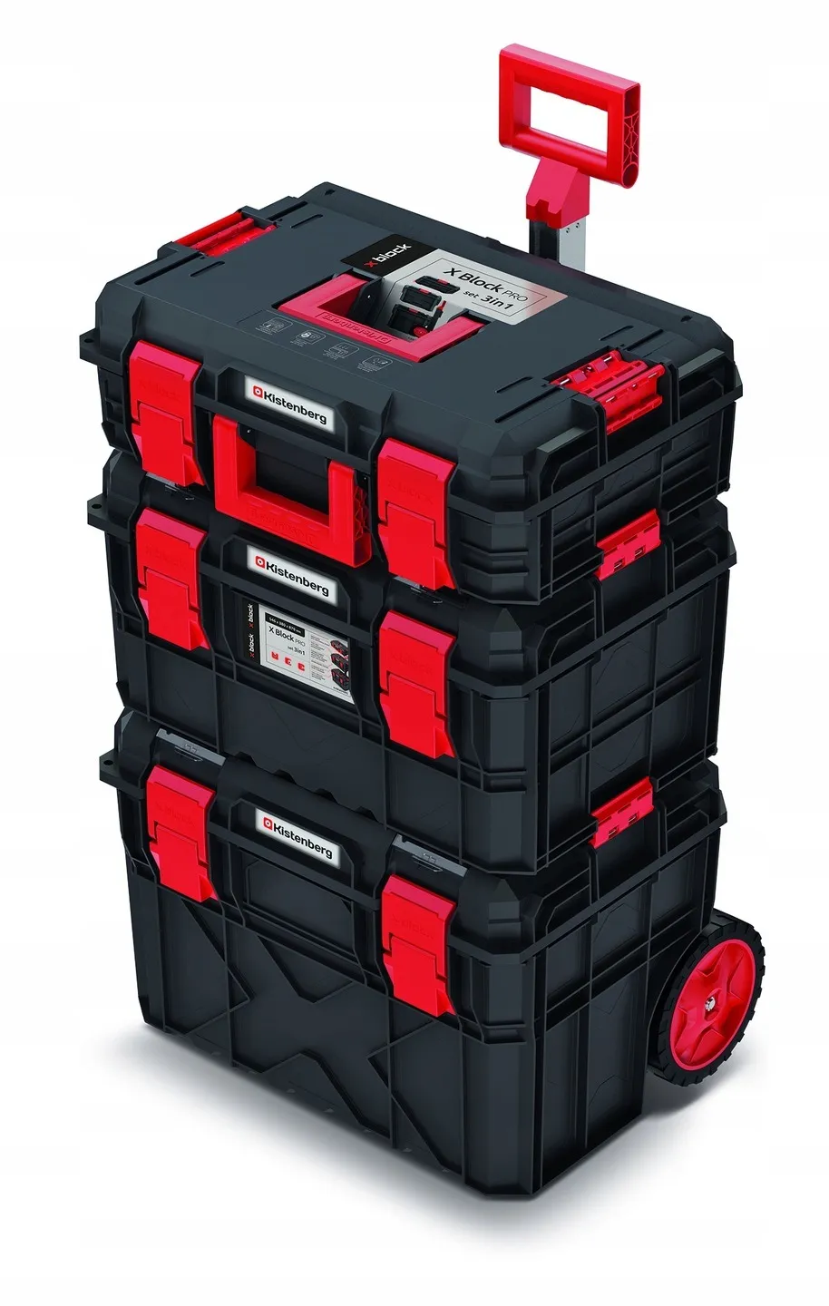 Набір ящиків для інструментів X BLOCK PRO set Kistenberg KXBS604095 — міцна модульна система на колесах, 546x380x870 мм