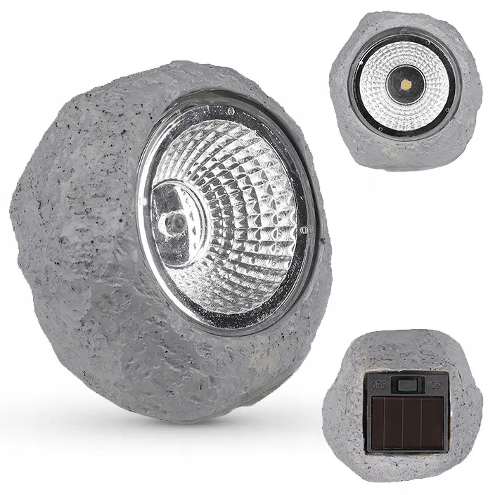 Декоративна сонячна лампа-прожектор LED у формі каменю, 6500K, 8,5см, MasterLed