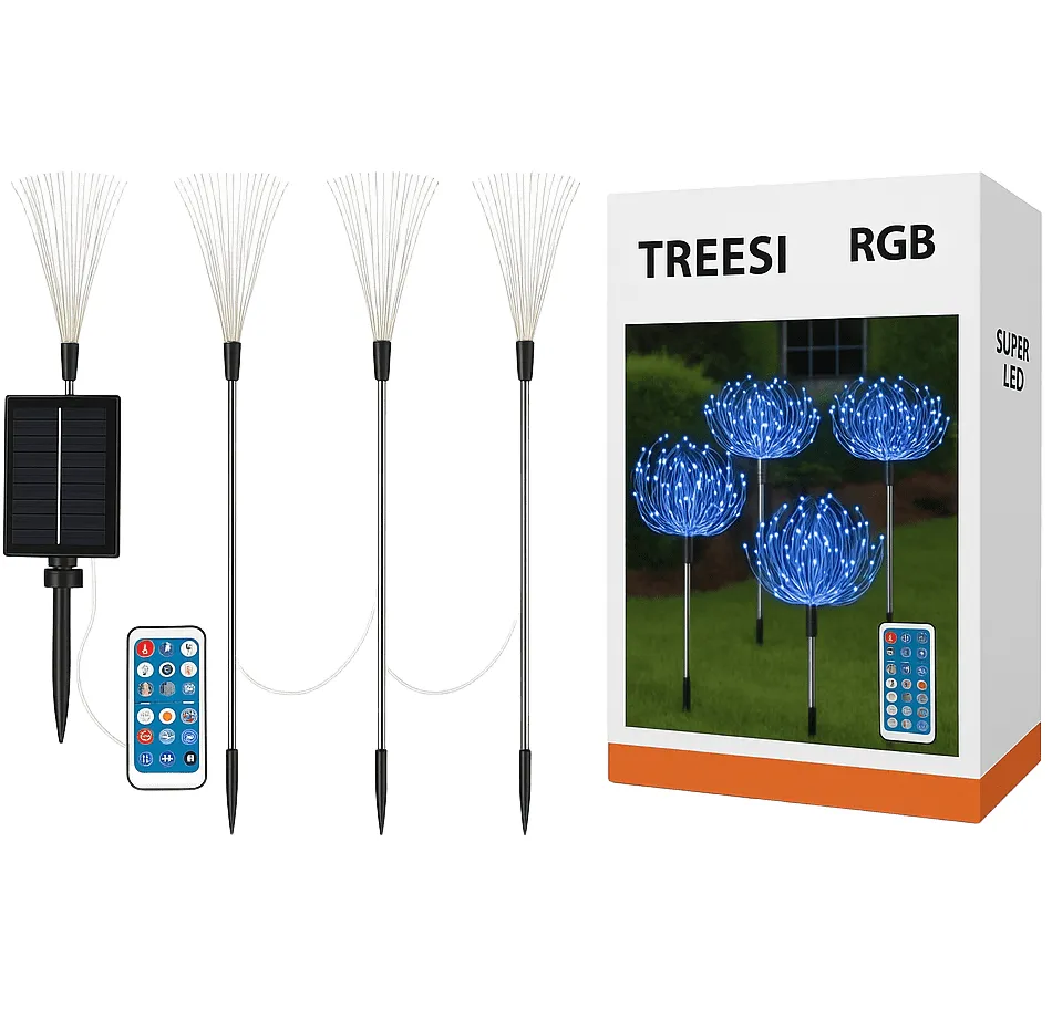 Комплект 4x сонячних ламп SuperLED "Деревце RGB" з пультом і USB